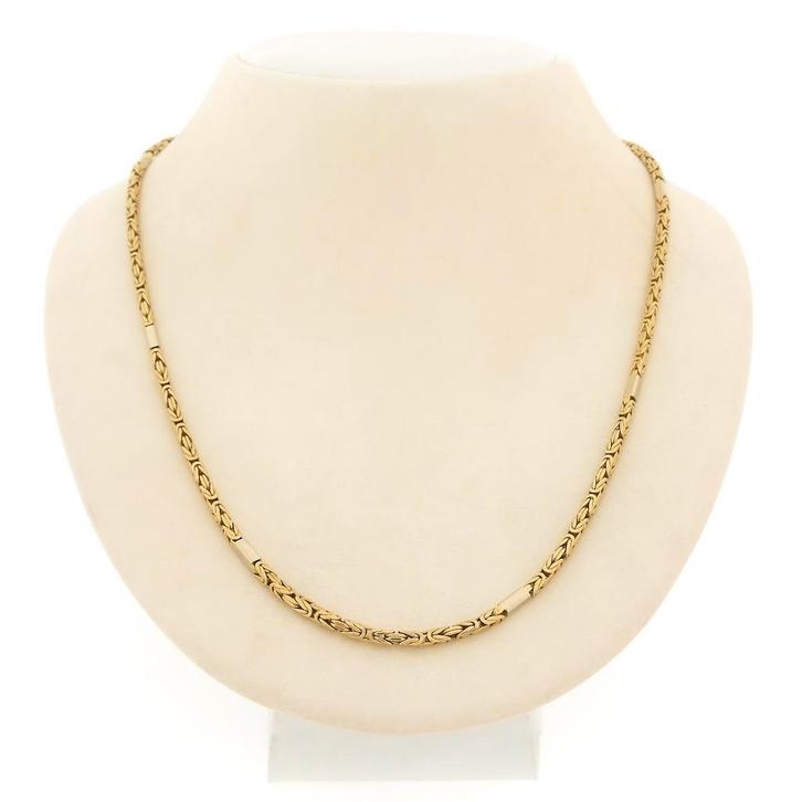 Bicolor gouden vierkante koningsketting | 47,5 cm (witgoud), Handtassen en Accessoires, Kettingen, Overige kleuren, Gebruikt, Goud