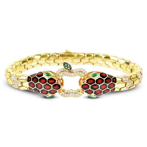 Mythological snake themed bracelet-14K gold plated - 925, Handtassen en Accessoires, Antieke sieraden