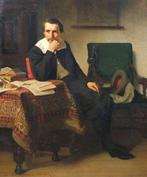 Lambertus Lingeman (1829-1894) - Man in zijn studeerkamer, Antiek en Kunst