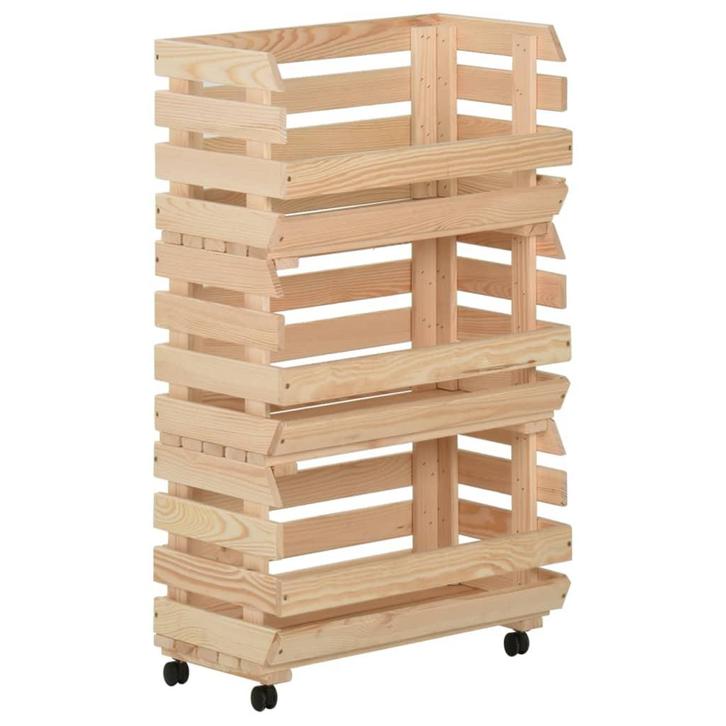 vidaXL Groentetrolley 37x30x80 cm massief grenenhout, Huis en Inrichting, Keuken | Keukenbenodigdheden, Nieuw, Verzenden