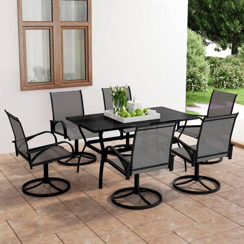 vidaXL Ensemble à manger de jardin 7 pcs textilène et, Jardin & Terrasse, Ensembles de jardin, Neuf, Envoi