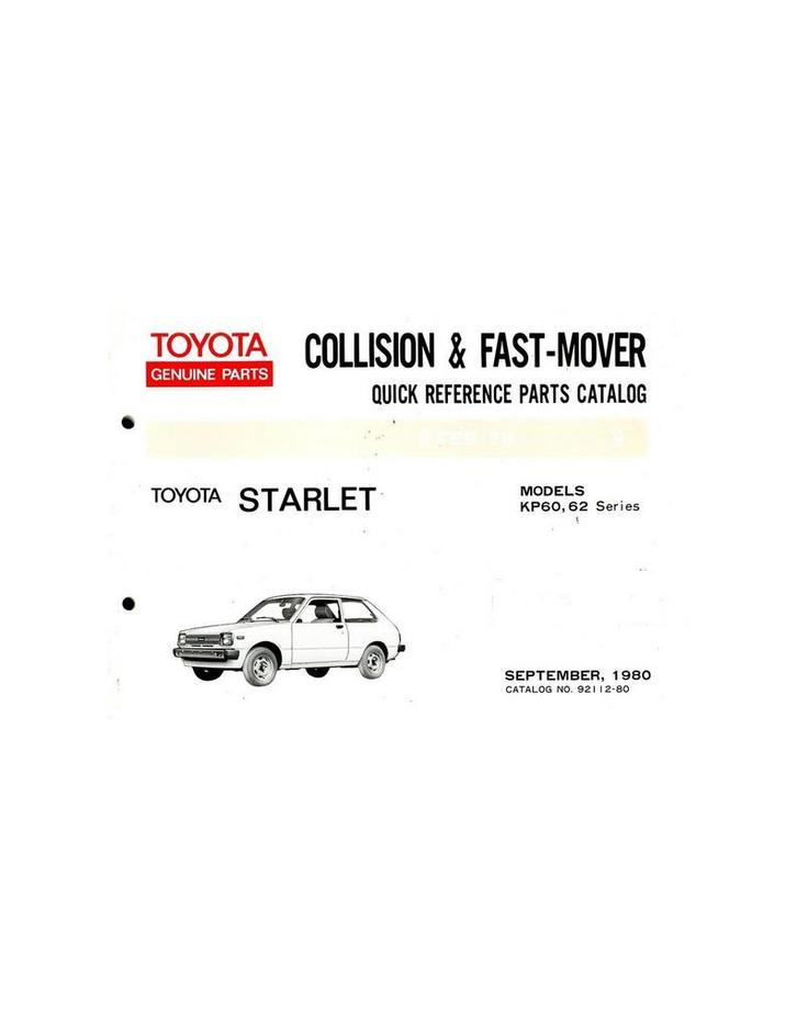 1980 TOYOTA STARLET SNEL ONDERDELENHANDBOEK ENGELS, Auto diversen, Handleidingen en Instructieboekjes
