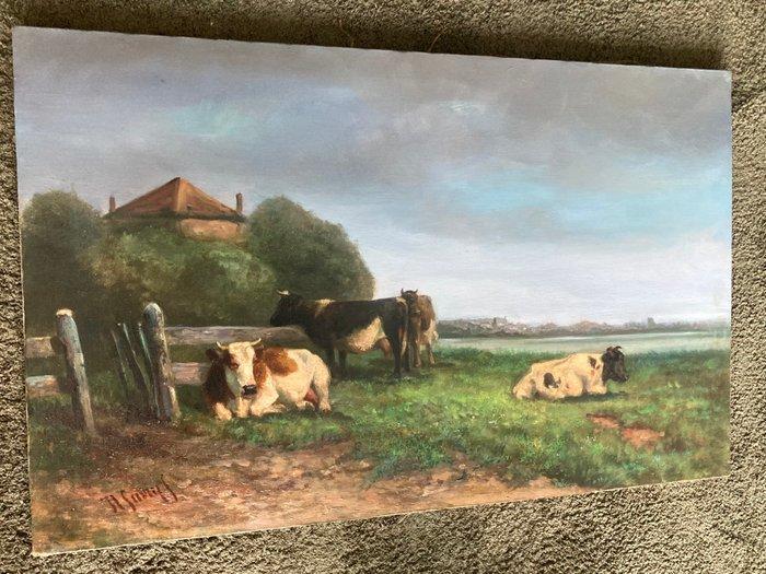 Hendrik Savrij Martinus (1871-1942) - Koeien in landschap, Antiek en Kunst, Kunst | Schilderijen | Klassiek