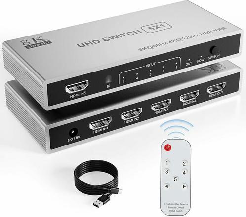 Aluminium HDMI-schakelaar 5-in-1 uitgang, ondersteunt 8K..., TV, Hi-fi & Vidéo, Câbles audio & Câbles de télévision, Envoi