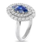 Ring Platina, Platina 1,02 ct diamant- en saffieren ring -, Handtassen en Accessoires, Ringen, Nieuw