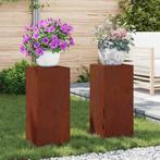 vidaXL Plantenstand 2 pcs Roestig 24 x 24 x 55 cm, Verzenden, Nieuw