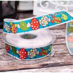 Lint blauwe paaskuikens - oeuf cocottes 25mm x 20m met draad, Nieuw