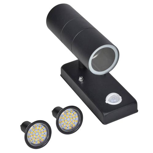 vidaXL Wandlamp met sensor LED cilindervormig RVS zwart, Jardin & Terrasse, Éclairage extérieur, Envoi
