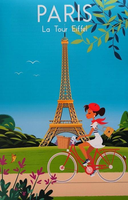 Delerue - Original Travel Poster - PARIS -  La tour Effel, Antiek en Kunst, Kunst | Tekeningen en Fotografie