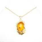 Collier avec pendentif - 18 carats Or jaune Ambre, Handtassen en Accessoires, Antieke sieraden