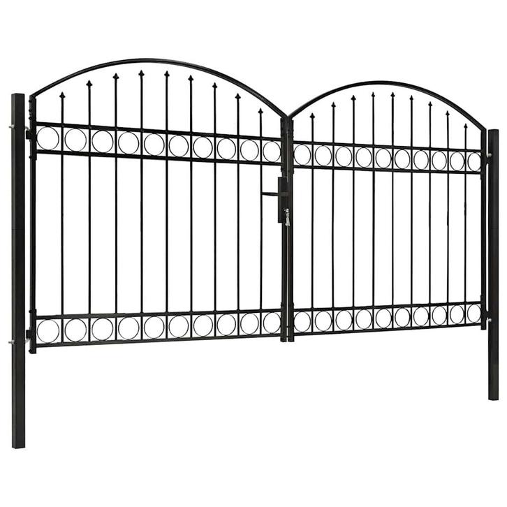 vidaXL Poort met gebogen bovenkant dubbel 300x150 cm staal, Tuin en Terras, Tuinpoorten, Nieuw, Verzenden