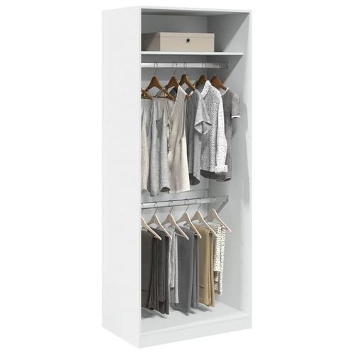 vidaXL Kledingkast 80x50x200 cm bewerkt hout wit, Huis en Inrichting, Kasten | Kleerkasten, Nieuw, Verzenden