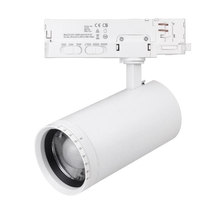 Luxar Witte 3 Fase Railspot met Zoomlens & CCT-Switch & Watt, Huis en Inrichting, Lampen | Plafondlampen, Nieuw, Verzenden