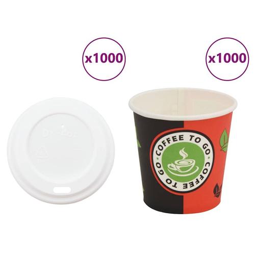 vidaXL Papieren koffiekopjes met deksel 1000 st 4oz 120 ml, Zakelijke goederen, Horeca | Overige, Verzenden