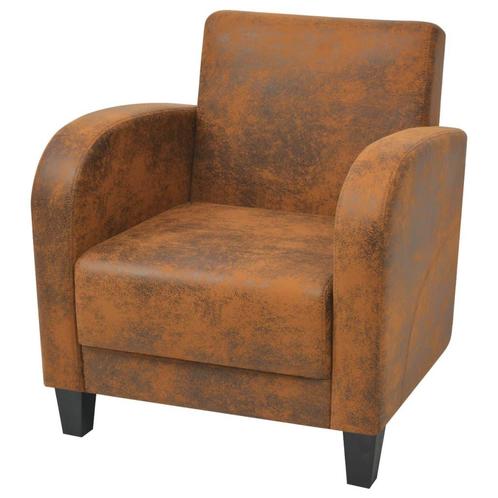 vidaXL Fauteuil kunstsuède bruin, Huis en Inrichting, Fauteuils, Nieuw, Verzenden