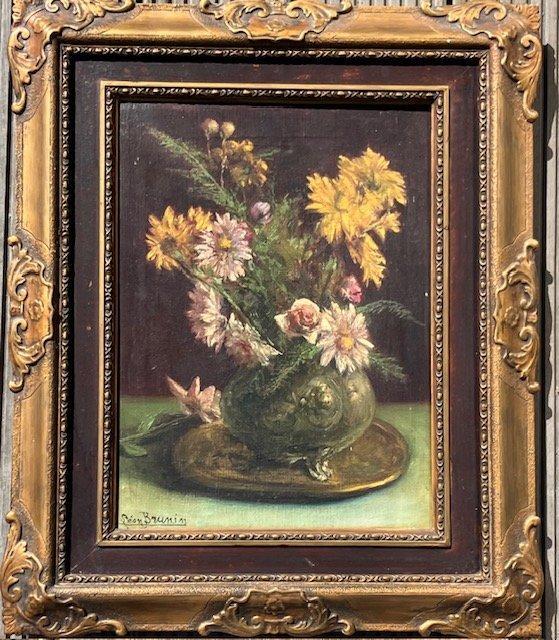 Léon Brunin (1861-1949) - Bloemenstilleven, Antiquités & Art, Art | Peinture | Classique
