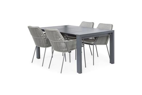 Suns Punta 4-persoons dining set antraciet met uitschuifbare, Tuin en Terras, Tuinsets en Loungesets