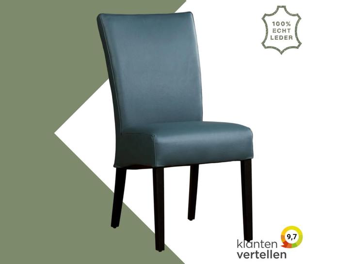Leren eetkamerstoel Just - Toledo Whale (blauw/grijs) -, Huis en Inrichting, Stoelen, Blauw, Eén, Nieuw, Leer, Ophalen of Verzenden