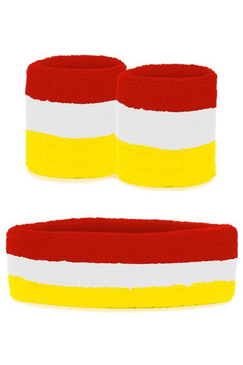 Kind Zweetbandjes Set Rood Wit Geel Kinder Hoofdband Polsban, Kleding | Dames, Carnavalskleding en Feestkleding, Nieuw, Ophalen of Verzenden