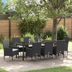 vidaXL 9-delige tuinset met kussens in zwart poly rattan, Verzenden, Nieuw, Tuinset