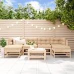 vidaXL 7-delige Loungeset met kussens massief teak, Tuin en Terras, Verzenden, Nieuw, Loungeset