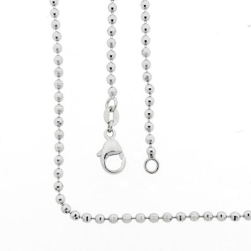18 Krt. Witgouden bolletjes schakel ketting | 40,5 cm, Handtassen en Accessoires, Kettingen, Overige kleuren, Gebruikt, Goud, Ophalen of Verzenden