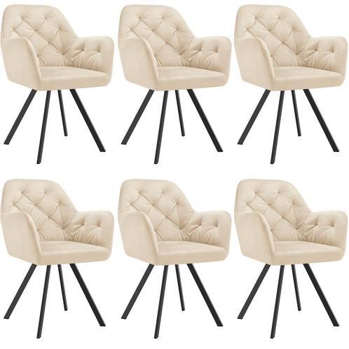 tectake Fluwelen draaistoel Lucia, gestoffeerd - crème, Set, Huis en Inrichting, Stoelen, Verzenden