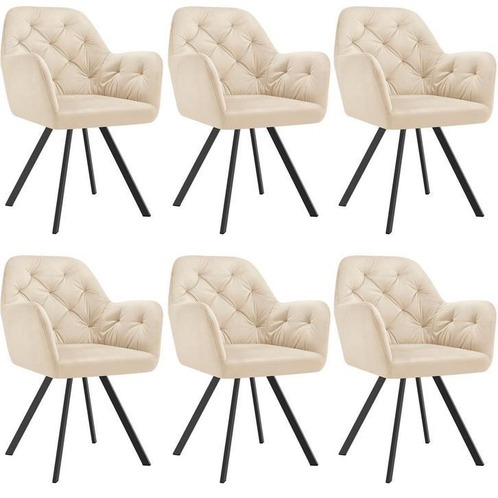tectake Fluwelen draaistoel Lucia, gestoffeerd - crème, Set, Huis en Inrichting, Stoelen, Verzenden