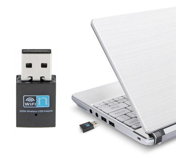 WIFI mini usb dongle adapter ontvanger 300mbps netwerk + CD, Computers en Software, Pc speakers, Nieuw, Verzenden