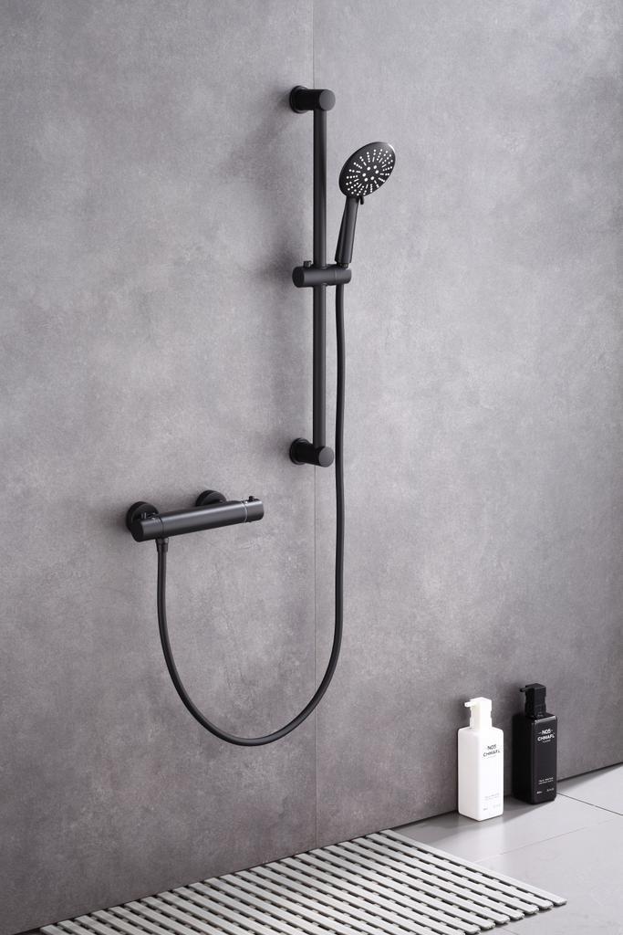 AKTIE Doucheset thermostatisch douchemengkraan met glijstang, Doe-het-zelf en Bouw, Sanitair, Douche, Nieuw, Chroom, Glas, Koper