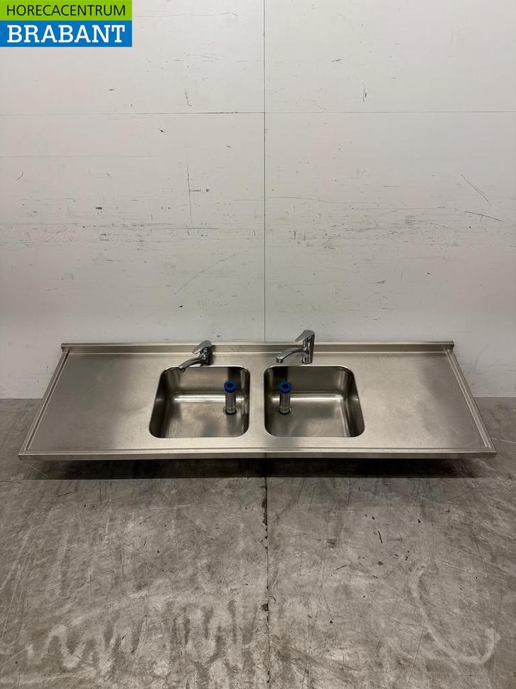 RVS Spoelblad Dubbele Spoelbakken met kraan 183 cm Horeca, Zakelijke goederen, Horeca | Meubilair en Inrichting, Ophalen of Verzenden
