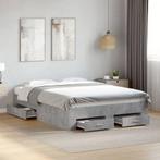 vidaXL Bedframe met lades bewerkt hout betongrijs 120x190 cm, Huis en Inrichting, Slaapkamer | Bedden, Verzenden, Nieuw