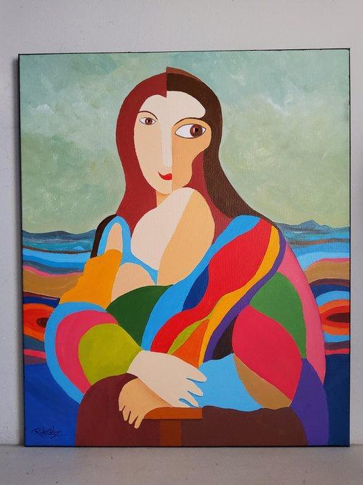 Ricardo Gómez de Cádiz (XX) - Another gaze of the Gioconda, Antiek en Kunst, Kunst | Schilderijen | Klassiek