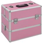 vidaXL Make-up koffer 37x24x35 cm aluminium roze, Handtassen en Accessoires, Verzenden, Nieuw