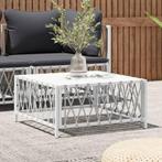 vidaXL Tuintafel 70x70x34 cm geweven stof wit, Tuin en Terras, Tuinsets en Loungesets, Verzenden, Nieuw