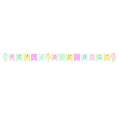 Happy Birthday Letterslinger Ijsjes 2,5m, Hobby en Vrije tijd, Feestartikelen, Nieuw, Verzenden