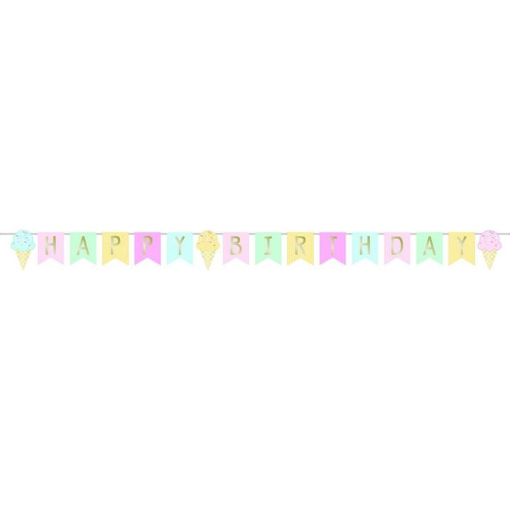 Happy Birthday Letterslinger Ijsjes 2,5m, Hobby en Vrije tijd, Feestartikelen, Nieuw, Verzenden