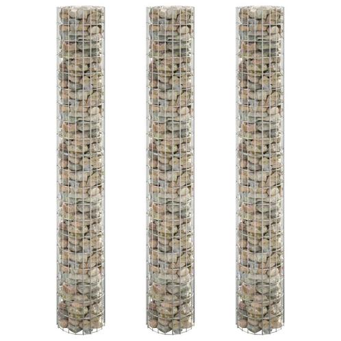 vidaXL Gabion plantenbakken 3 st rond verhoogd Ø30x200 cm, Tuin en Terras, Bloempotten, Nieuw, Verzenden