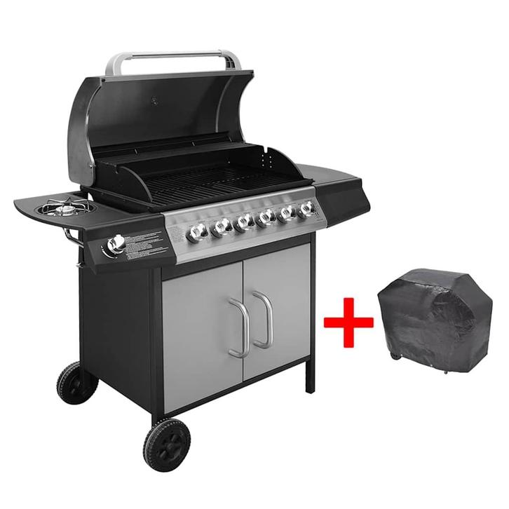 vidaXL Gasbarbecue 6+1 kookzone zwart en zilver, Elektronische apparatuur, Overige elektronische apparatuur, Nieuw, Verzenden