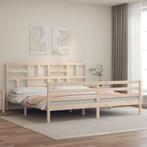 vidaXL Bedframe met hoofdbord massief hout 200x200 cm, Huis en Inrichting, Verzenden, Nieuw