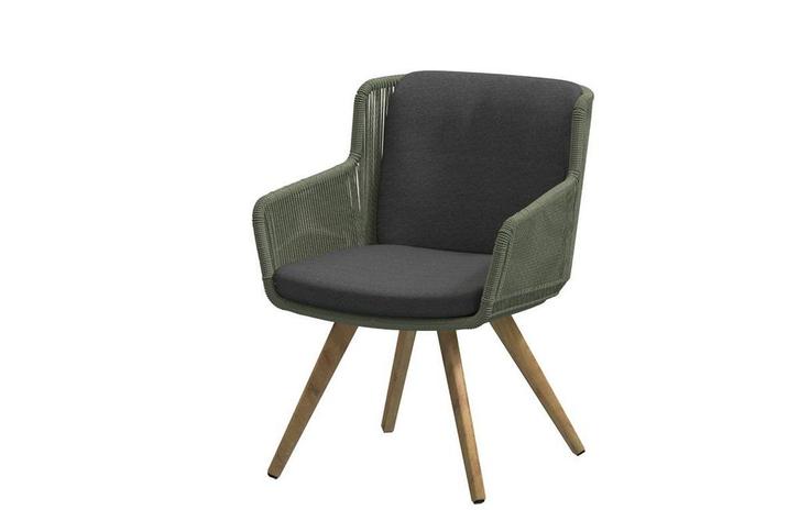 4 Seasons Outdoor Flores tuinstoel groen met teak onderstel, Tuin en Terras, Tuinsets en Loungesets