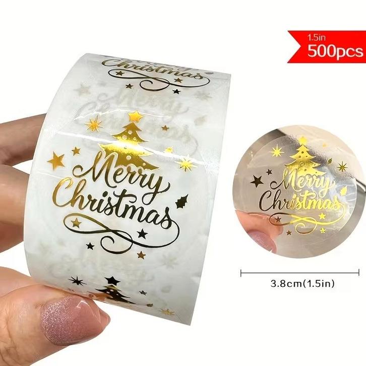 Sluitstickers grotere kerstetiketten chique merry christmas, Hobby en Vrije tijd, Knutselen, Nieuw