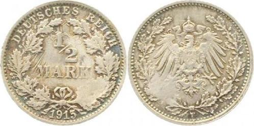 1/2 Reichsmark Kaiserreich 15f, Timbres & Monnaies, Monnaies | Europe | Monnaies non-euro, Envoi