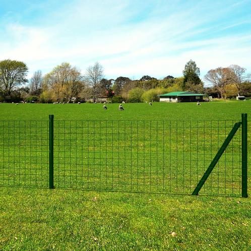 vidaXL Eurohek 10x0,8 m staal groen, Tuin en Terras, Tuinhekken en Hekwerk, Nieuw, Verzenden