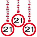 Hangdecoratie 21 Jaar Verkeersbord 75cm 3st, Hobby en Vrije tijd, Verzenden, Nieuw