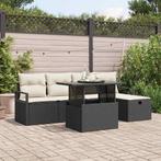 vidaXL Tuinbank Set met kussen met opslag 6 pcs Zwart Poly, Tuin en Terras, Verzenden, Nieuw