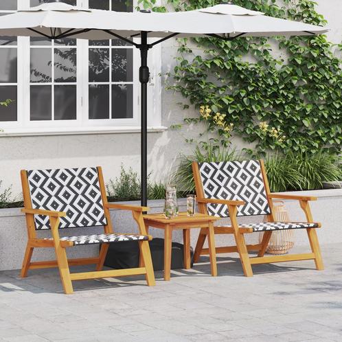 vidaXL Tuinstoelen met Tafel 3-delige Set Zwart en Wit, Tuin en Terras, Tuinstoelen, Nieuw, Verzenden