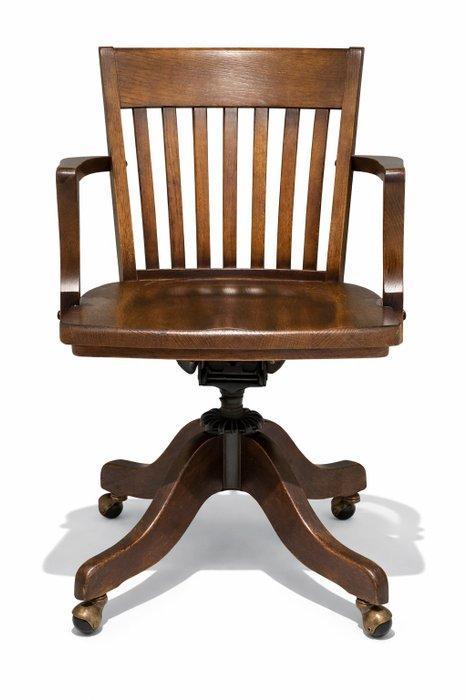 Chaise de bureau - Bois, Fonte - Chaise de bureau pivotante, Antiquités & Art, Curiosités & Brocante