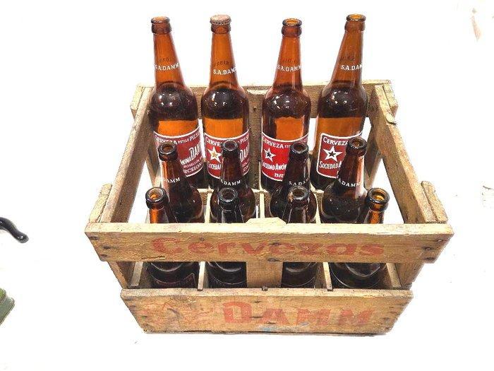 Fles (12) - Set van 12 flesjes DAMM-bier en originele doos -, Antiquités & Art, Antiquités | Ustensiles de cuisine