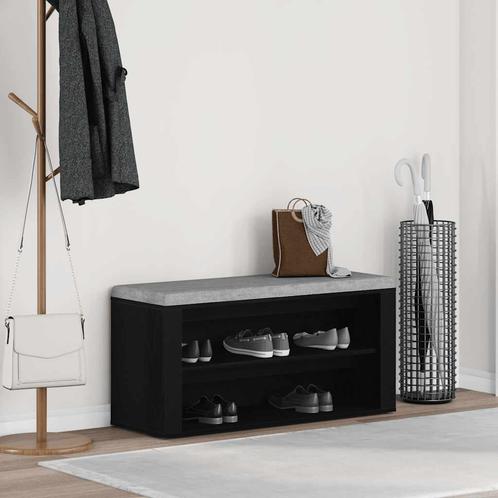 vidaXL Schoenenbank 100x35x45 cm bewerkt hout zwart, Huis en Inrichting, Kasten | Schoenenkasten, Nieuw, Verzenden
